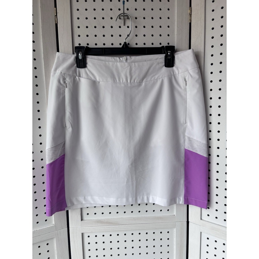 Antigua Skort Women's 8‎ Tennis Golf Zip Pockets White Purple Athletic